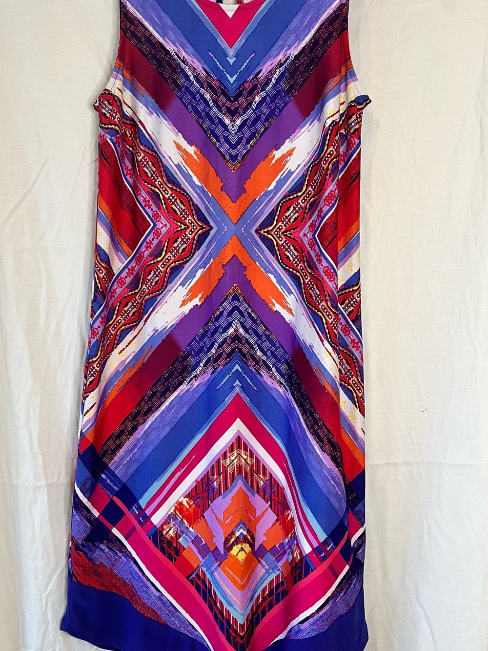 Prelude Bold Multicolor Geometric Print Women's Tank Dress Purple/Red/Pink